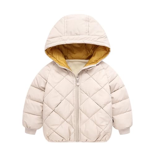 TiaoBug Cappotto Piumino per Bambino e Bambina Giacca Invernale con Cappuccio Hooded Jacket Giacca Trapuntata Caldo Carino Capispalla Foderato in Pile Outwear Snowsuit Beige 5-6 anni