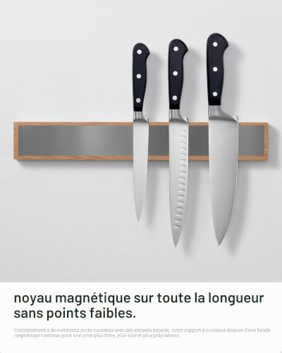 LARHN Porte-Couteaux Aimanté Auto-adhésif - Chêne, 40 cm - Barre Aimantée – vue 2