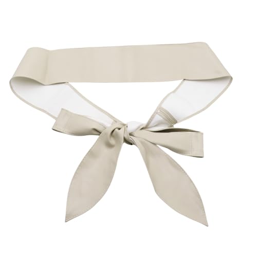 ANKOMINA Women's Soft Leather Bow Ribbon Waist Belt Fashion Obi Wrap Wide Cinch Waistband Knotted Belt for Dress3