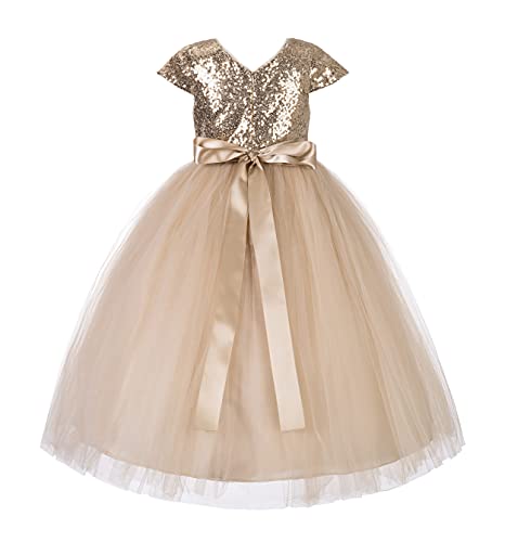 ekidsbridal Cap Sleeves Sequin Flower Girl Dress Photoshoot Dresses for Toddler Girl 211