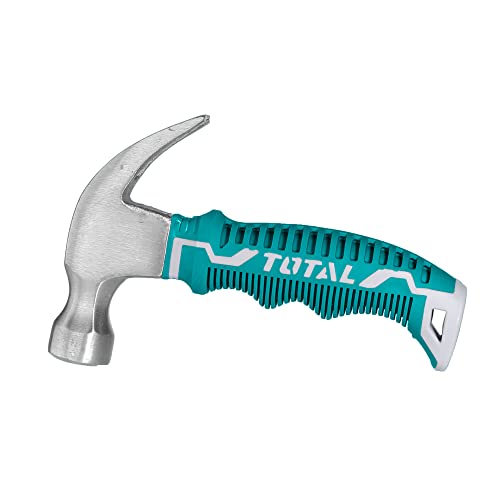 TOTAL - Martillo Mini de Carpintero - Peso de 220 gr - Cabeza de Acero Forjado - Sacaclavos de Pala Curva - Herramienta Carpintería y Ebanistería - Mango de Fibra