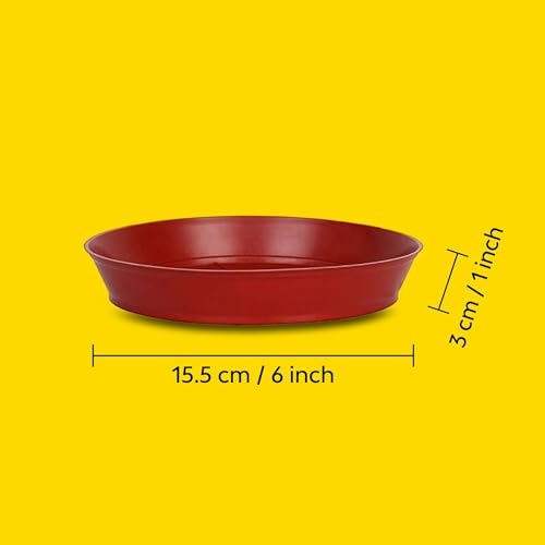 Image of Ocean Mart- Planter Bottom Trays - 10 Pcs (6 * 8 Inch, Red) | Planter Water Drip Trays |Plastic Plant Saucer | Drainage Trays for Home Plants | Sturdy Gamla Pot Trays