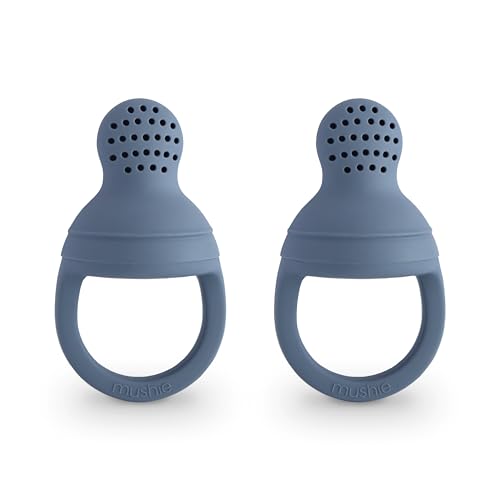 Image of mushie Silicone Baby Fresh Fruit & Food Feeder Pacifier | 6 Months+ (Tradewinds)