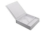 Elegant Foto-Box mit USB Slot (rechteckig). Geschenkbox für USB-Sticks und Fotoabzüge, Aufbewahrungsbox Hochzeitsbox, Erinnerungsbox, Fotogeschenk (Weiss, 21x21 cm)