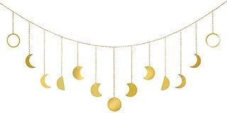 Mkono Moon Phase Wall Hanging Gold Moon Garland Decor Boho Home Decoration Shining