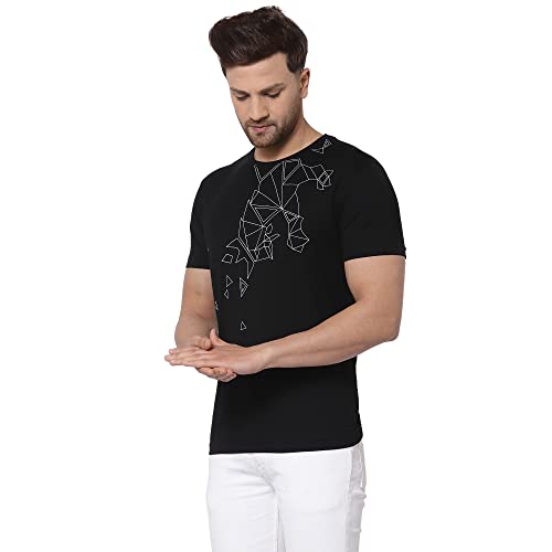Image of Red Tape Men's Black Printed T-Shirt