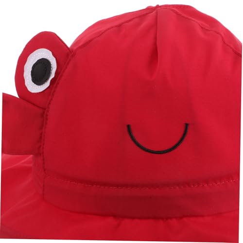 BESPORTBLE Wide Brim Sun Hat with Neck Flap UV Protection Quick Dry Bucket Hat for Years Cute Crab Design for Beach Hiking and Outdoor Fun Red3