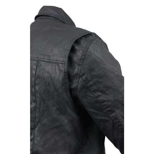 Milwaukee Leather Men’s Black Waxy Coated Snap Front Shirt MDM16033