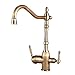 WYDM Rubinetto per Bere a 3 Vie Rubinetto da Cucina Rubinetto da Cucina in Ottone Antico per Filtro dell'Acqua Raccordo per lavello Girevole a 360° 2 Leve Miscelatore 3 in 1 Raccordo per lavello