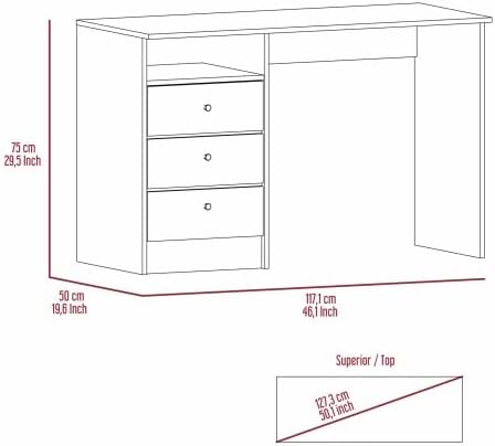Miniatura 12 de Escritorio para computadora con estantería, escritorio de madera para adolescentes, escritorio para estudiantes, escritorio, laptop, oficina en casa