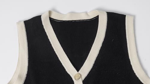 Image of Kedera Women's Sleeveless Knit Striped Sweater Vest Tank Tops Summer Slim V Neck Trendy Pullover, X-Large