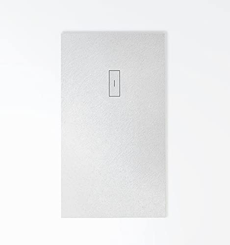 Plato de ducha de resina color GRIS CLARO Extraplano, incluye válvula y tapa imantada, todas las medidas disponibles. 5 Años de garantía. Textura pizarra antideslizante C-3.Capa de GEL COAT