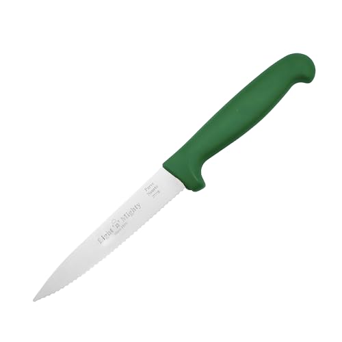 Light 'n' Mighty Kitchen Utiltity Knife - 4.75-Inch Serrated Blade - Stainless Steel Kitchen Knife, Green - Parve.