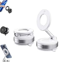 KMMKA Magvac 360 Dual Lock Phone Holder Ftb06, Nixevo Phone Holder, Nixevo Magvac 360 Dual Lock Phones Holder, 360° Adjustable Vacuum Magnetic, for, Desk, Mirror – for All Phones (White)
