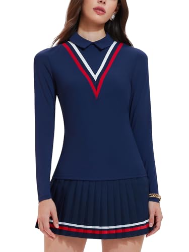 IUK Women's 2 Piece Tennis Set, Long Sleeve Polo Collar