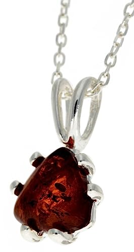 Pendentif triangle ambre de la Baltique cognac en argent 925 véritable