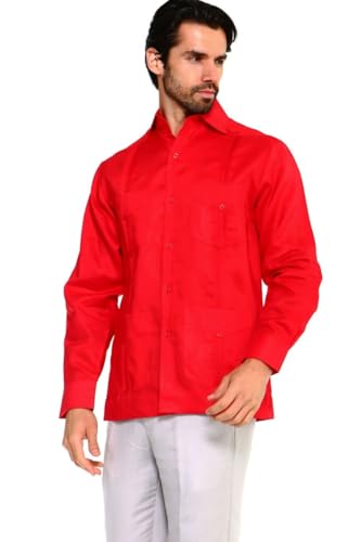 Mojito Collection Men's Guayabera Shirt Premium 100% Linen Long Sleeve