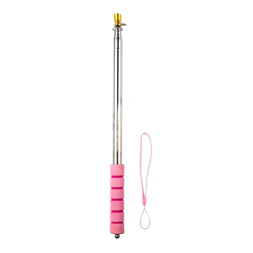Qiuboluny Telescopic Handheld Flagpoles with Clips Portable Flag Pole Lightweight Extendable Tour Guide Stainless Steel Banner Flag Pole Pointer for Teachers with Anti-Slip Grip (pink) - Image 2