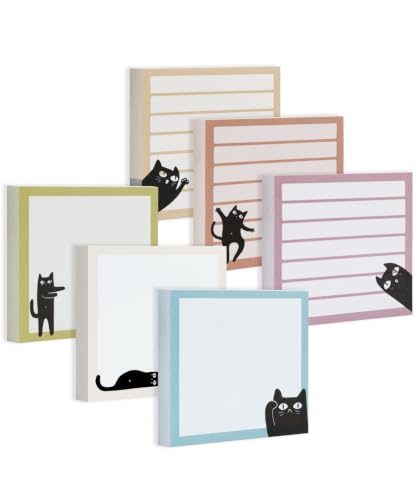 Black Cat Sticky Notes Set, 6 Pads