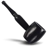 Wooden Tobacco Pipe for Men – Classic Smoking Pipe, Handmade Wood Pipe with Detachable Mouthpiece – Lightweight Smoking Pipe for Dry Herb & Tobacco, Vintage Gift for Pipe Smokers (Black, 3.6)