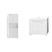 trendteam smart living Badezimmer Hochschrank Schrank Amanda, 73 x 190 x 31cm in Weiß & Badezimmer Waschbeckenunterschrank Unterschrank Amanda, 60 x 56 x 34 cm in Weiß