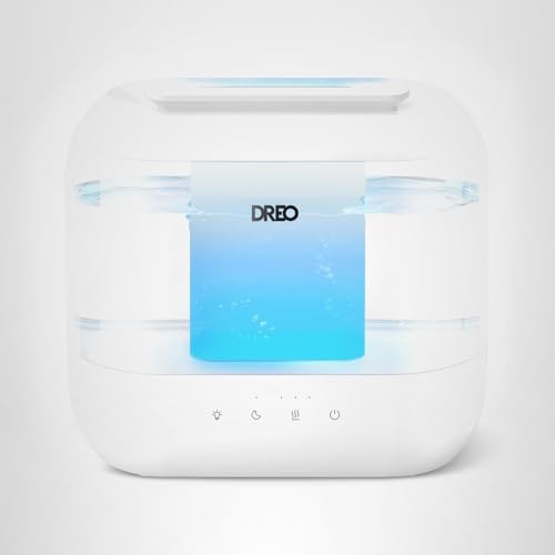 Dreo Humidificadores para dormitorio, llenado superior de 4L para habitación grande, 36H de funcionamiento, 28 dB silencioso humidificador de aire de niebla fría de gran tamaño para guardería de bebé
