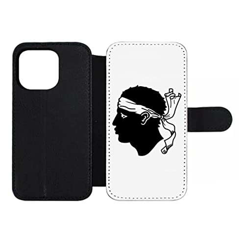 Étui en cuir iPhone 13 Pro avec écusson Corse tête de Maure haut de gamme