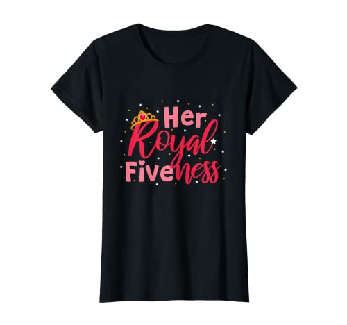 Happy Birthday Girl 5th Party Her Royal Fiveness Cute Kids Camiseta