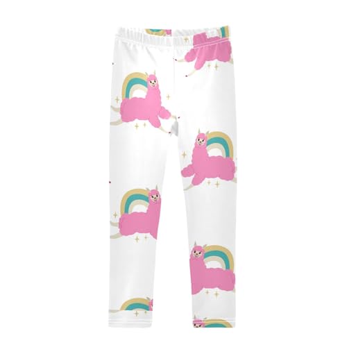 Llama Rainbow Girls Leggings,Workout Leggings for Girls Toddler Athletic Legging Size for 3-10T