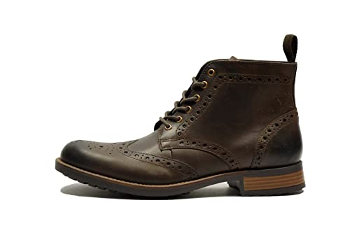 Hx London LEATHER BROGUE LACE-UP BOOT FOR MEN