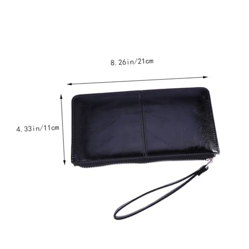Women High Capacity Zipper Buckle Clutch Purse Mobile Handbag Holder Black Secure Closure for Cards and Cash Elegant Envelope Design for Daily Use2
