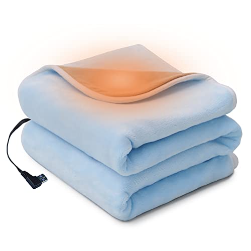Pipimama Heated Blanket Battery Operated, 40'' X 30'' Cordless Electric Throw Blanket Portable, 3 Heating Levels, 2-Hour Auto-Off, Blue (Battery Is Not Included) #TOP7