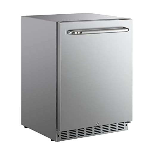 HCK 24 inch Commercial Grade 5.12 cu. ft. Outdoor Fridge with Stainless Steel Reversible Door and Removable Shelves Suitable for Residential and Commercial Use, ADA Compliant