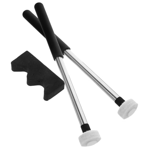 Milisten: 2 pares de baquetas con cabezal de lana para tambores de lengua, con agarre antideslizante, para meditación y yoga