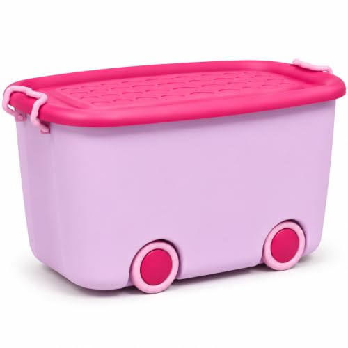 Image of Ash & Roh Multi color Storage Bins with Locking Lids | Collapsible Storage Box with Handle | Organizer Stackable Toy Storage Bins with Wheels | 25 lit Containers Organizing Storage Box. (Pack of 1.)