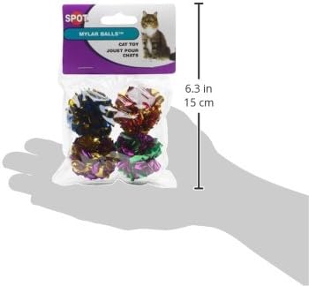 Ethical 1-1/2-Inch Mylar All Breed Sizes Balls Cat Toys, 4-Pack for All Breed Sizes