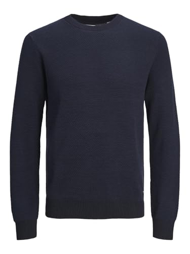 JACK & JONES Herren Knit Crew Neck Bf Strickpullover, Farbe:Dunkelblau, Größe:L – Ansicht 1