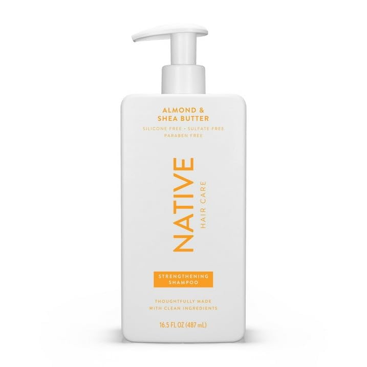 Native Strengthening Shampoo, Almond & Shea Butter, Sulfate & Paraben Free, 16.5 oz with Travolle Dispenser Pump