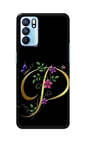 Image of Printed Hard Back Cover Case for Oppo Reno6 5G | Oppo Reno 6 5G Back Cover (Alphabet P) -1803