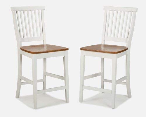 Home Styles Americana White & Distressed Oak Kitchen Island By Home Styles & Ite & Distressed Oak Bar Stool, 24" #TOP5