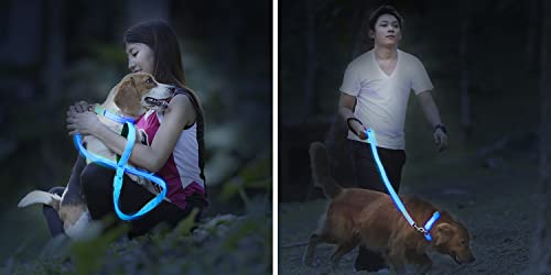 ILLUMISEEN LED Light Up Dog Leash | Ultra High Visibility Up to 350 Yards | 3 Lighting Modes | USB Rechargeable, No Batteries Needed | Padded Handle & Rotating Swivel Clasp to Prevent Leash Tangling