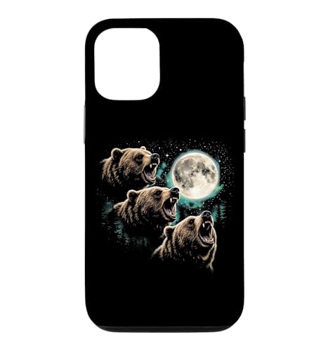 Grizzly Bear Moon - Funny Outdoors �L�����v �~�[�� �O���Y���[�x�A�[�Y �X�}�z�P�[�X iPhone 12/12 Pro �p