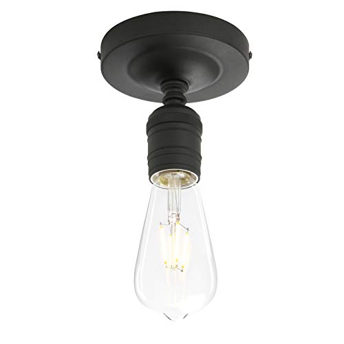 Image of Phansthy Semi Flush Mount Ceiling Light Fixture, Vintage Industrial Close to Ceiling Light, Pendant Light Fixture Ceiling for Bedroom Kitchen Living Room Dining Room (Minimalist -Black)