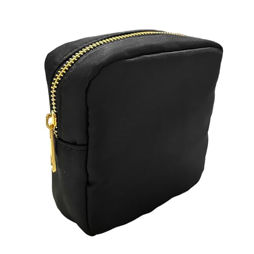 1 sacchetto cosmetico impermeabile, custodia per oggetti, piccola borsa da viaggio quadrata, mini borsa multifunzione in nylon (nero), Nero , Trousse per cosmetici
