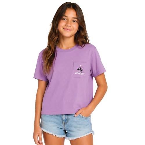 Image of Volcom Girls Shirts - Casual Crewneck Short Sleeve Graphic Tee Trendy Tops - Breathable Girls Summer Clothes