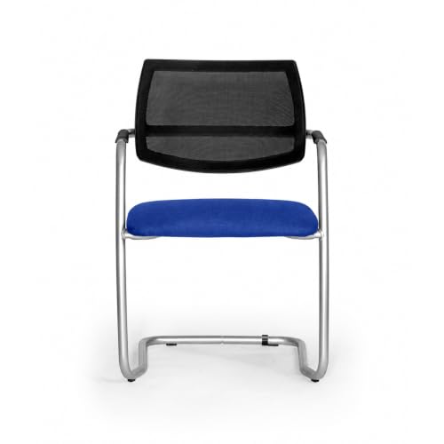 Image of Topsit Blue Cantilever Visitor Chair with Mesh Back & Armrests – Conference & Meeting Room Chair
