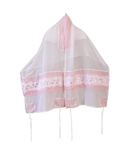 Personalized Women's Tallit, Silk Bat Mitzvah Tallit Prayer Shawl, Pink Pomegranates Girl's Tallit from Israel