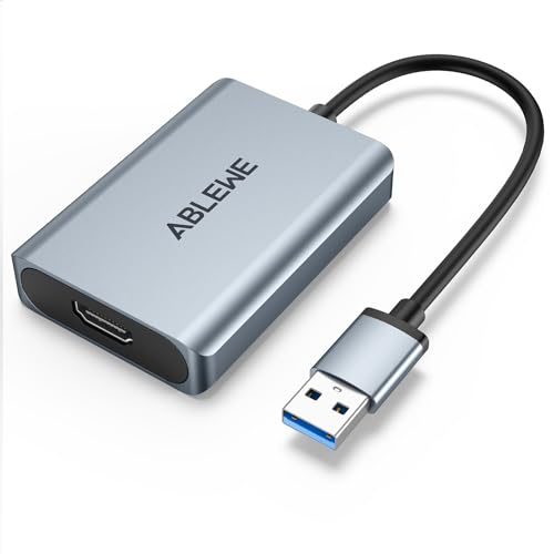 ABLEWE Adaptateur USB vers HDMI, USB 3.0/2.0 vers HDMI 1080p Full HD Video Audio Multi Moniteur Convertisseur Adaptateur pour PC HDTV Compatible avec Windows...