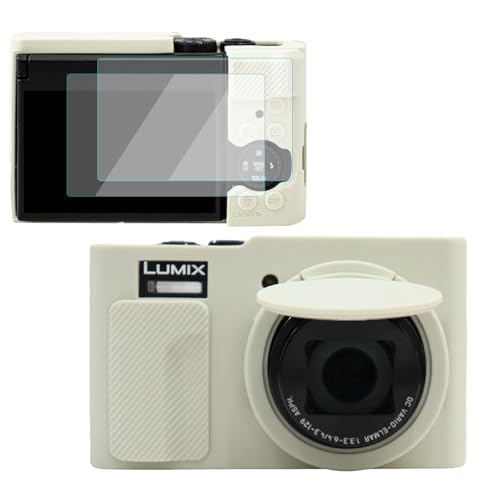 Étui en silicone pour Panasonic Lumix TZ99 avec 2 protections d'écran et une dragonne noire