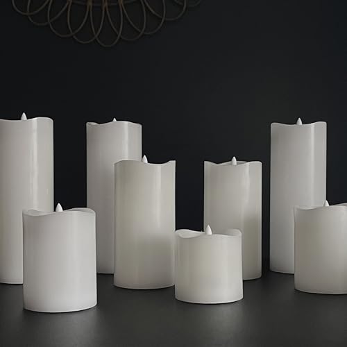 Image of Stonebriar 3 Count White Real Wax 3x8 Flameless LED Pillar Candles with Remote and Timer